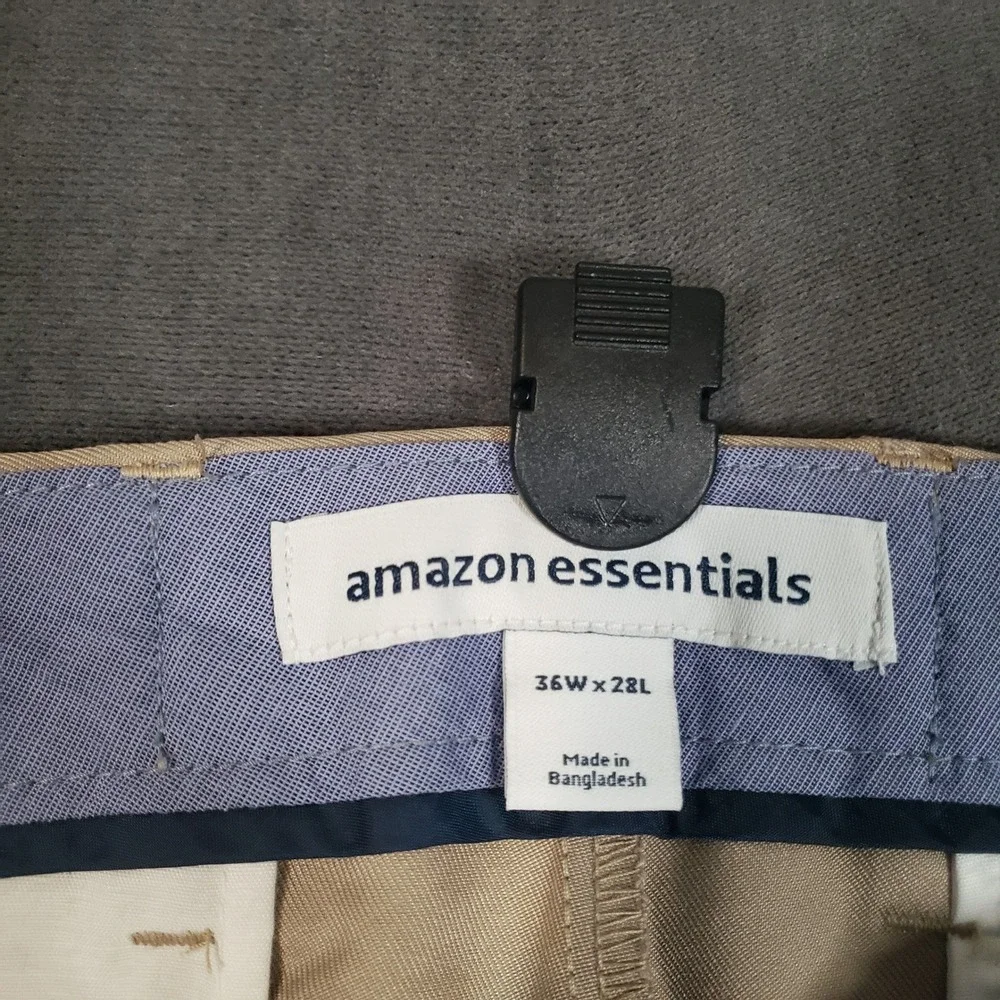 Amazon Essentials Dress Pants Mens 36x28 Khaki Brown Classic Fit Recycled